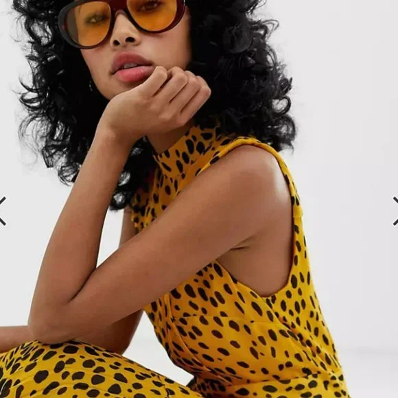 Whistle's animal print yellow dress, UK 6 - Picture 2 of 4